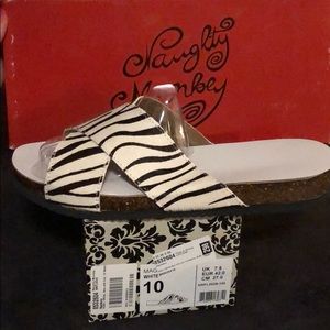 Naughty Monkey Magdalena Zebra Print Sandals - NEW